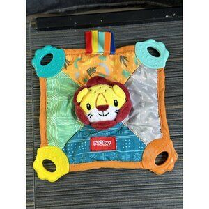 Nuby Lion Baby Lovey Teether Security Blanket 8"x 8" Ribbons